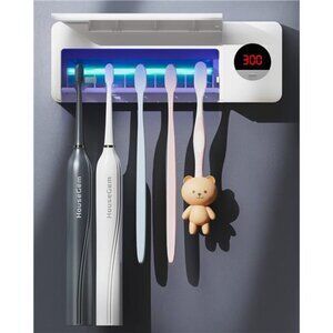 Rechargeable Wall Mounted Toothbrush Holder Timer Cordless Bathroom White